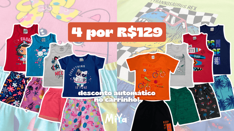 Combo Infantil - 4 conjuntos por apenas R$129!!! Desconto automático no carrinho!