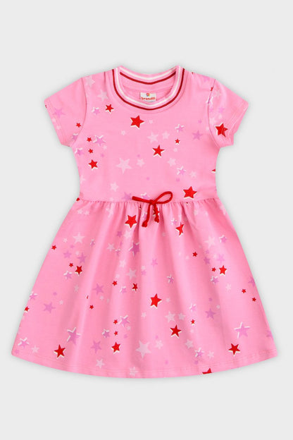 Vestido Brandili Infantil Cotton Estrelas Rosa - Tamanho 1