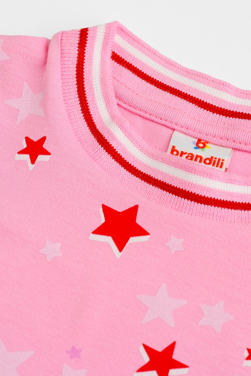 Vestido Brandili Infantil Cotton Estrelas Rosa - Tamanho 1