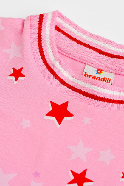 Vestido Brandili Infantil Cotton Estrelas Rosa - Tamanho 1