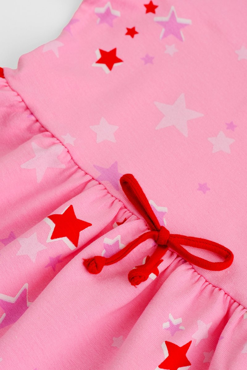 Vestido Brandili Infantil Cotton Estrelas Rosa - Tamanho 1