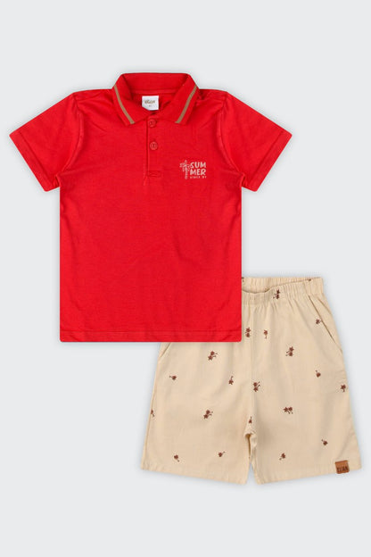 Conjunto Camisa Polo + Bermuda Festividades - Tamanho 3 - Elian Premium