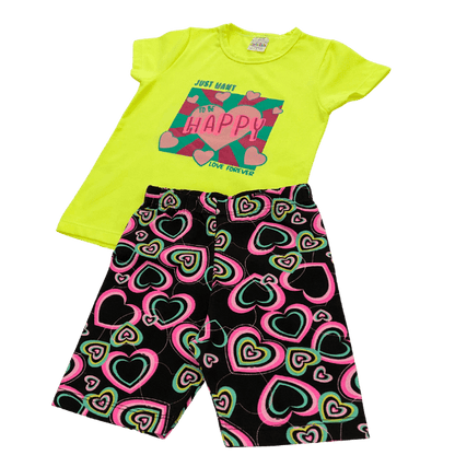 Conjunto To Be Happy Neon - Cato Lele - Tamanho 4 ao 8