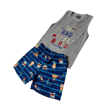 Conjunto Verão Menino 2 peças Regatinha + Shorts Tactel - do 1 ao 3