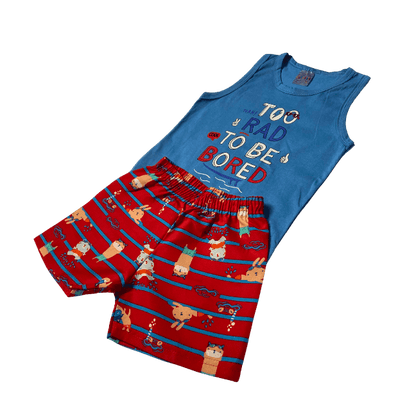 Conjunto Verão Menino 2 peças Regatinha + Shorts Tactel - do 1 ao 3