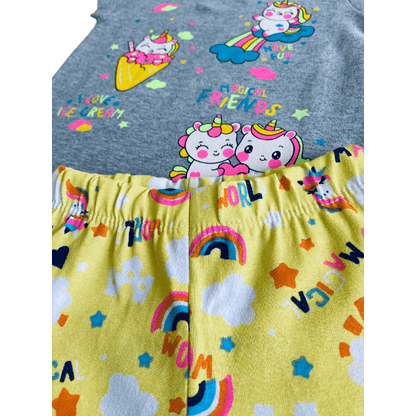 Conjunto 2 peças Menina Dia a Dia Camiseta Manga Curta + Bermuda cotton - do 1 ao 3