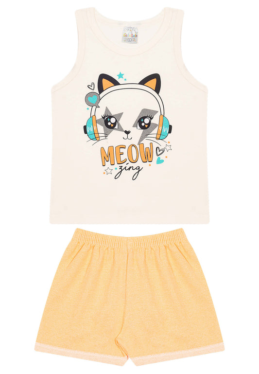 Conjunto Gatinha Meow Neon - Cato Lele - Tamanho 4 ao 8