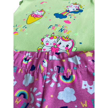 Conjunto 2 peças Menina Dia a Dia Camiseta Manga Curta + Bermuda cotton - do 1 ao 3