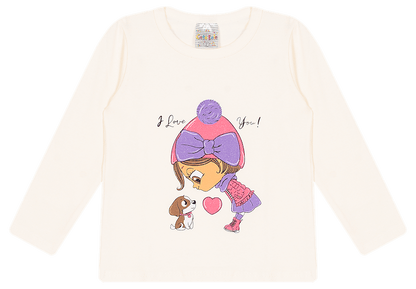 Blusa Manga Longa Feminina Cotton - I Love You - Eu Amo Você! Veste as pequenas do 1 ao 3