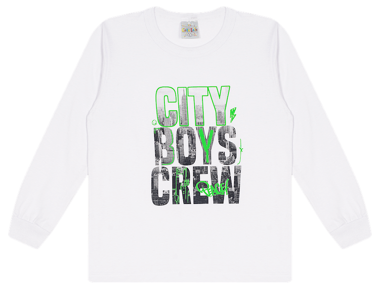 Camiseta Manga Longa Masculina - City! Veste do 4 ao 8