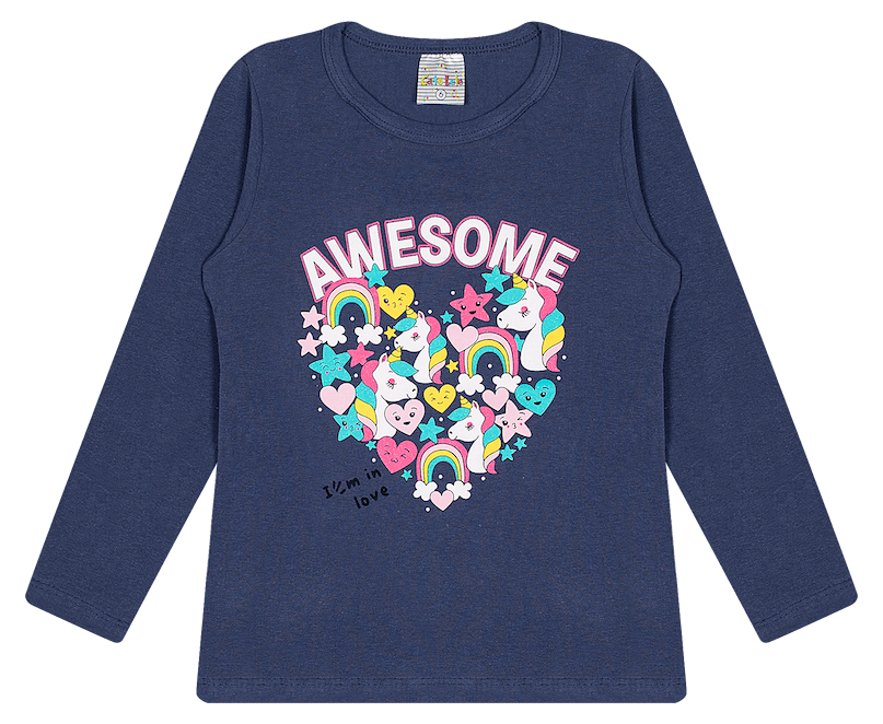 Blusa Manga Longa Feminina Cotton - Awesome In Love - Incrível! Veste as pequenas do 4 ao 14