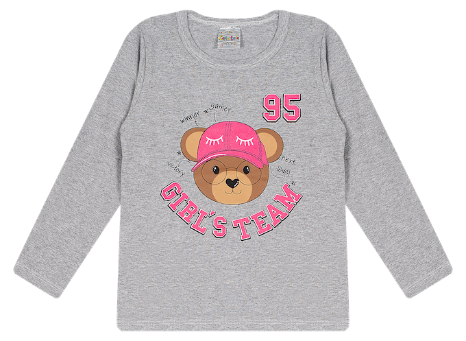 Blusa Manga Longa Feminina Cotton - Girls Team! Veste as pequenas do 4 ao 8