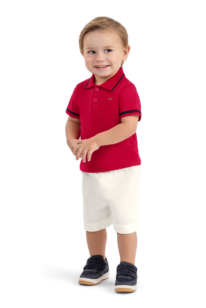 Conjunto Camisa Polo + Bermuda Festividades - Tamanho 3 - Elian Premium