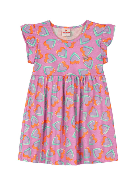 Vestido Brandili Infantil Corações - Tamanho 1