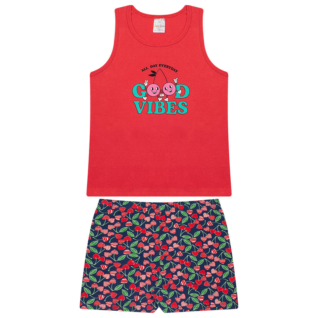 Conjunto Verão Feminino 2 Peças Regata + Bermuda em Cotton - do 10 ao 14