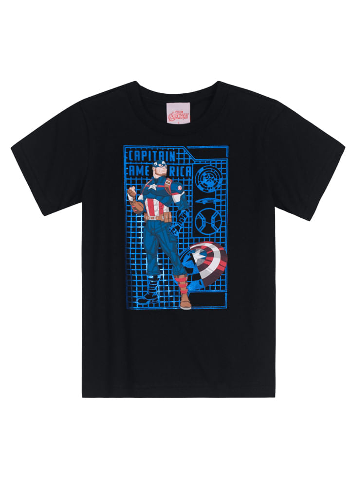 Camiseta Marvel Capitão América - Tamanhos 3, 4 e 8 - Brandili