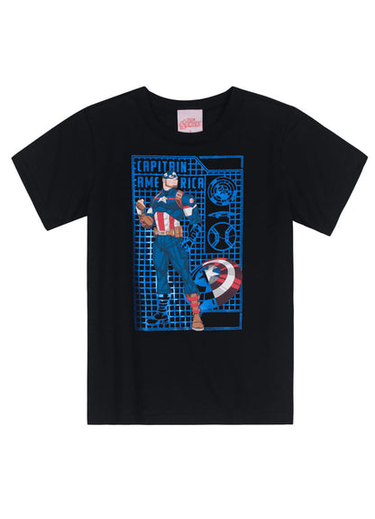 Camiseta Marvel Capitão América - Tamanhos 3, 4 e 8 - Brandili