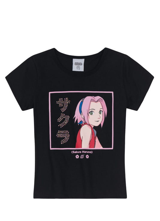 Camiseta Naruto Sakura Haruno - Tamanho 6 ao 14 - Brandili