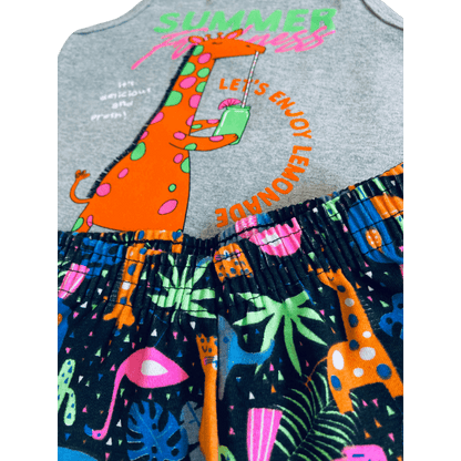 Conjunto Menina Verão Girafa Neon - Tamanho 1 ao 3