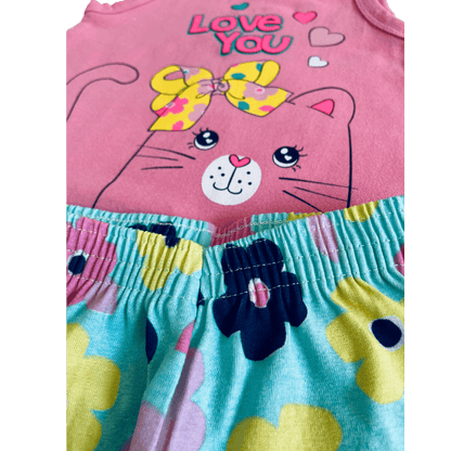 Conjunto 2 peças Menina Dia a Dia Camiseta Regata + Bermuda cotton - do 1 ao 3