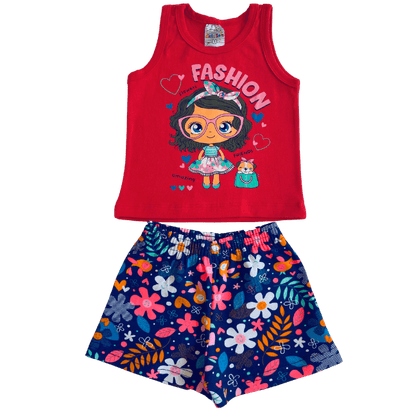 Conjunto Menina Verão Fashion - Tamanho 1 ao 3