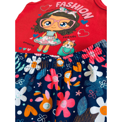 Conjunto Menina Verão Fashion - Tamanho 1 ao 3