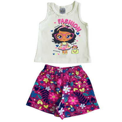 Conjunto Menina Verão Fashion - Tamanho 1 ao 3