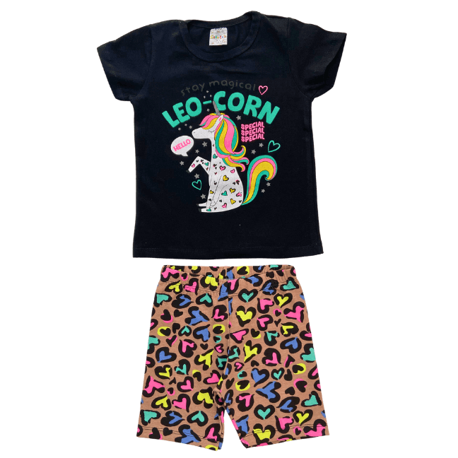 Conjunto Leo Corn Neon - Cato Lele - Tamanho 4 ao 8