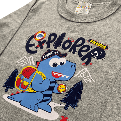 Camiseta Manga Longa Masculina - Explorer Dino! Veste do 1 ao 3