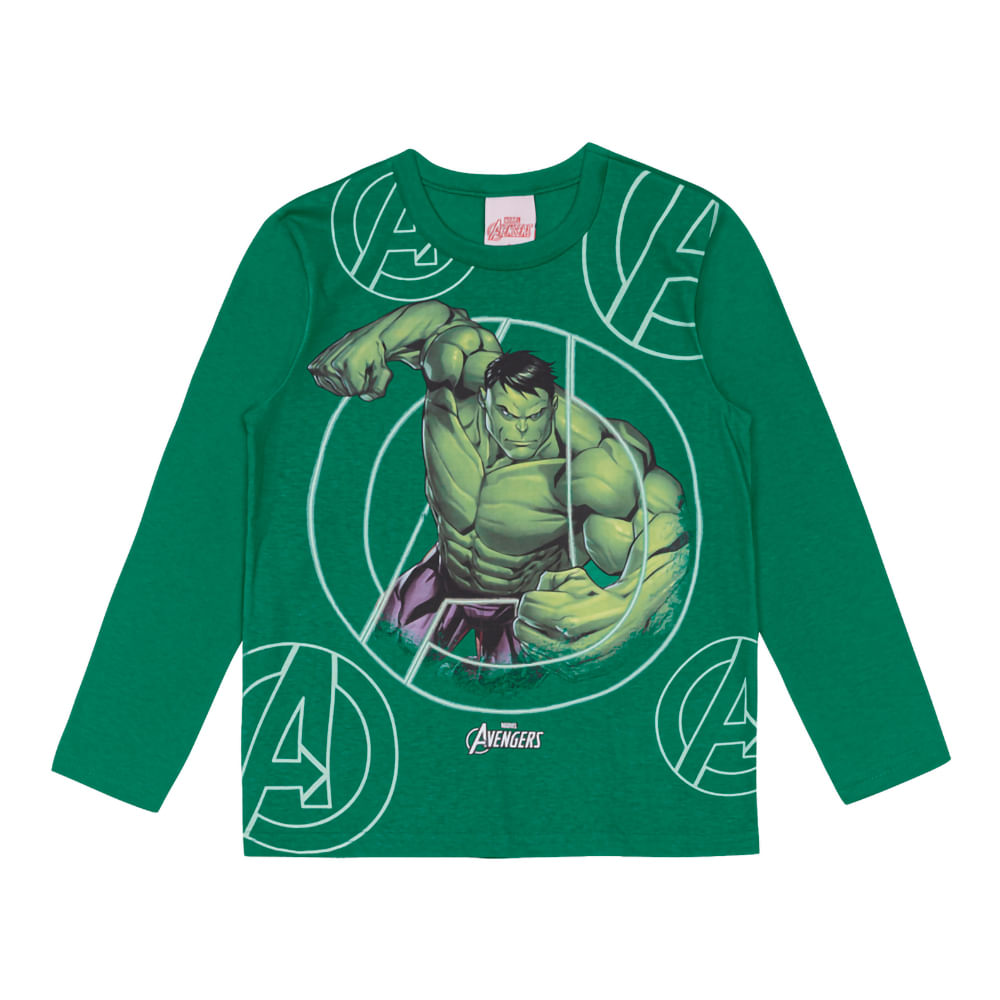 Camiseta Manga Longa Marvel Hulk - Tamanho 10 - Brandili