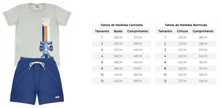 Conjunto Masculino Infantil Get Set Go - Tamanho 10