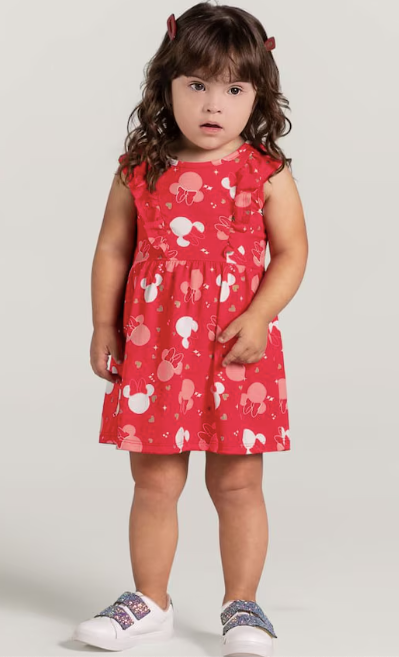 Vestido Regata Disney Minnie Mouse - Tamanho 1 ao 3 - Brandili