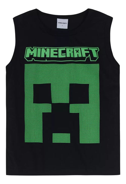 Camiseta Regata Minecraft 3D - Tamanho 6 ao 10 - Brandili