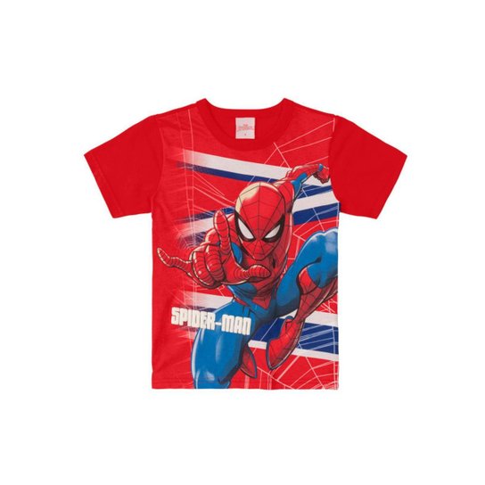 Camiseta Marvel Homem Aranha - Tamanho 4 ao 10 - Brandili