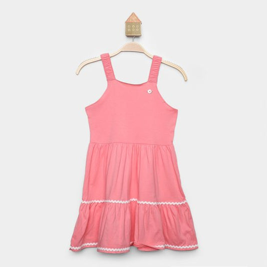 Vestido Infantil Regata em Malha com detalhe em Renda - Tamanho 4