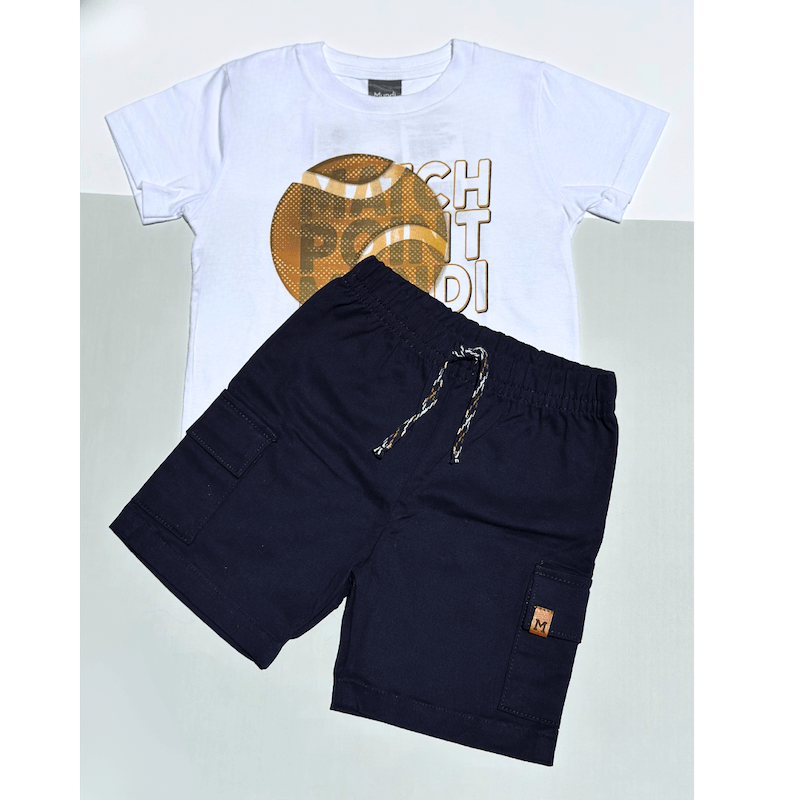 Conjunto Camiseta e Bermuda Sarja - Mundi Brandili Premium - Tamanho 3