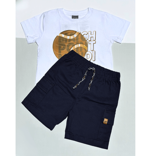 Conjunto Camiseta e Bermuda Sarja - Mundi Brandili Premium - Tamanho 3