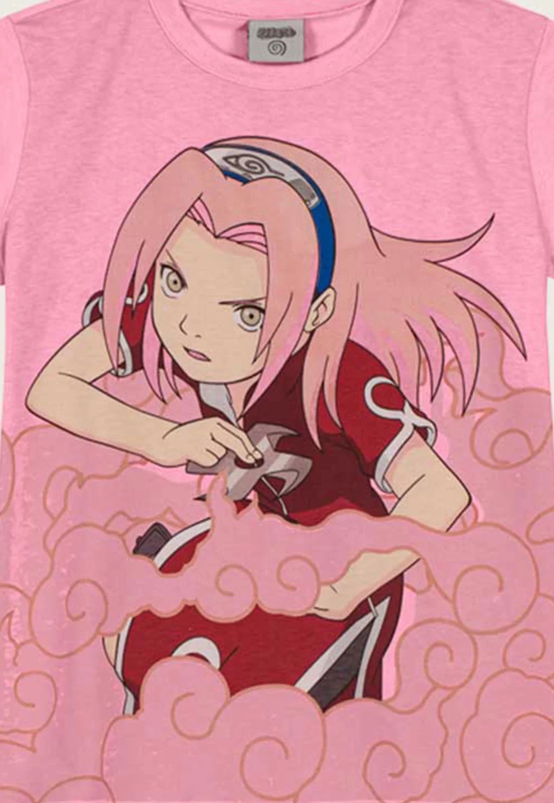 Camiseta Naruto Unissex Rosa Sakura - Tamanho 8 ao 14 - Brandili