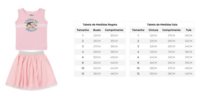 Conjunto Feminino Infantil Tule Rosa - Turma da Mônica - Tamanho do 4 ao 8