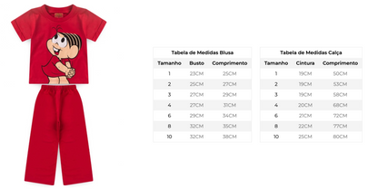 Conjunto Feminino Infantil Mônica - Turma da Mônica - Tamanho do 4 ao 10