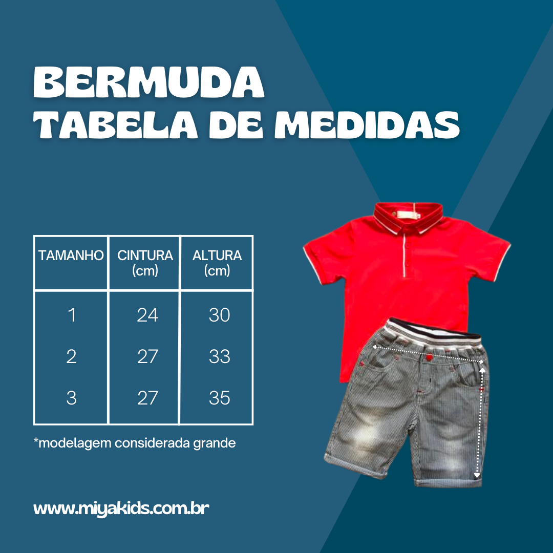 Conjunto Camisa Polo + Bermuda Vermelha | Miya Kids - Tamanho 1 ao 3