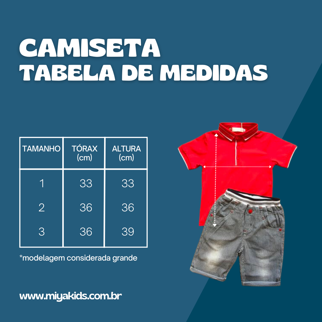 Conjunto Camisa Polo + Bermuda Vermelha | Miya Kids - Tamanho 1 ao 3