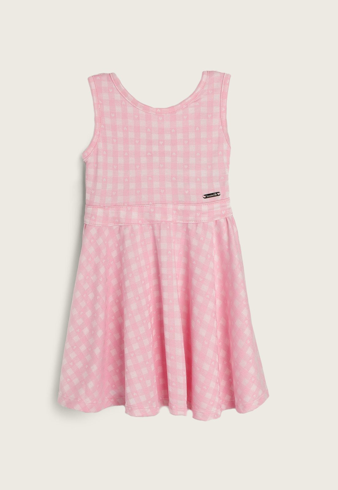 Vestido Regata Rosa Xadrez Brandili - Tamanho 4