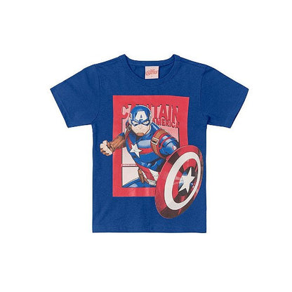 Camiseta Marvel Capitão América - Tamanho 4 ao 10 - Brandili