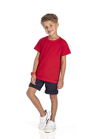 Camiseta em Meia Malha Lisa - Menino - Serelepe Kids - Tamanho 8