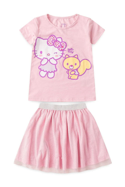 Conjunto Feminino Infantil Tule Rosa - Hello Kitty - Tamanhos 3 e 4