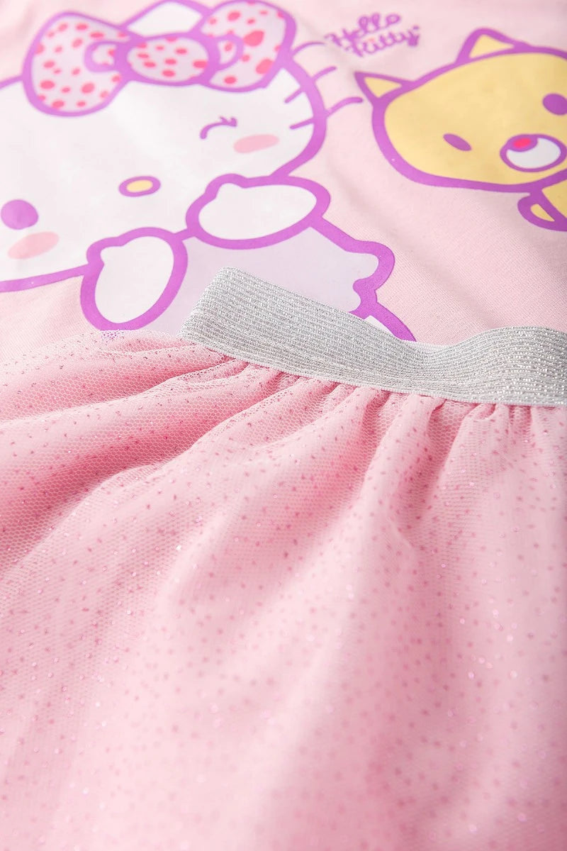 Conjunto Feminino Infantil Tule Rosa - Hello Kitty - Tamanhos 3 e 4