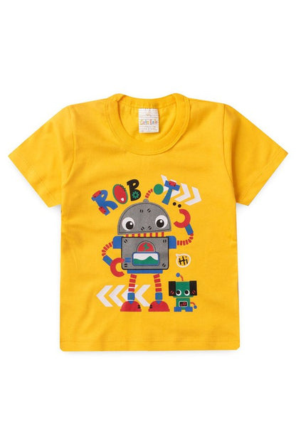 Conjunto Verão Robot Camiseta Manga Curta e Shorts Tactel - Tamanho 1 ao 3