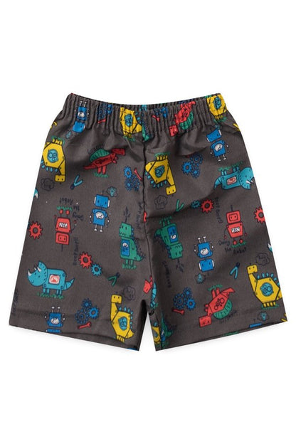 Conjunto Verão Robot Camiseta Manga Curta e Shorts Tactel - Tamanho 1 ao 3