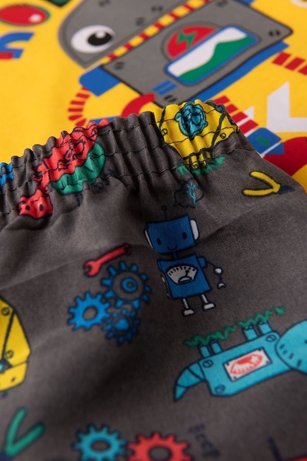 Conjunto Verão Robot Camiseta Manga Curta e Shorts Tactel - Tamanho 1 ao 3